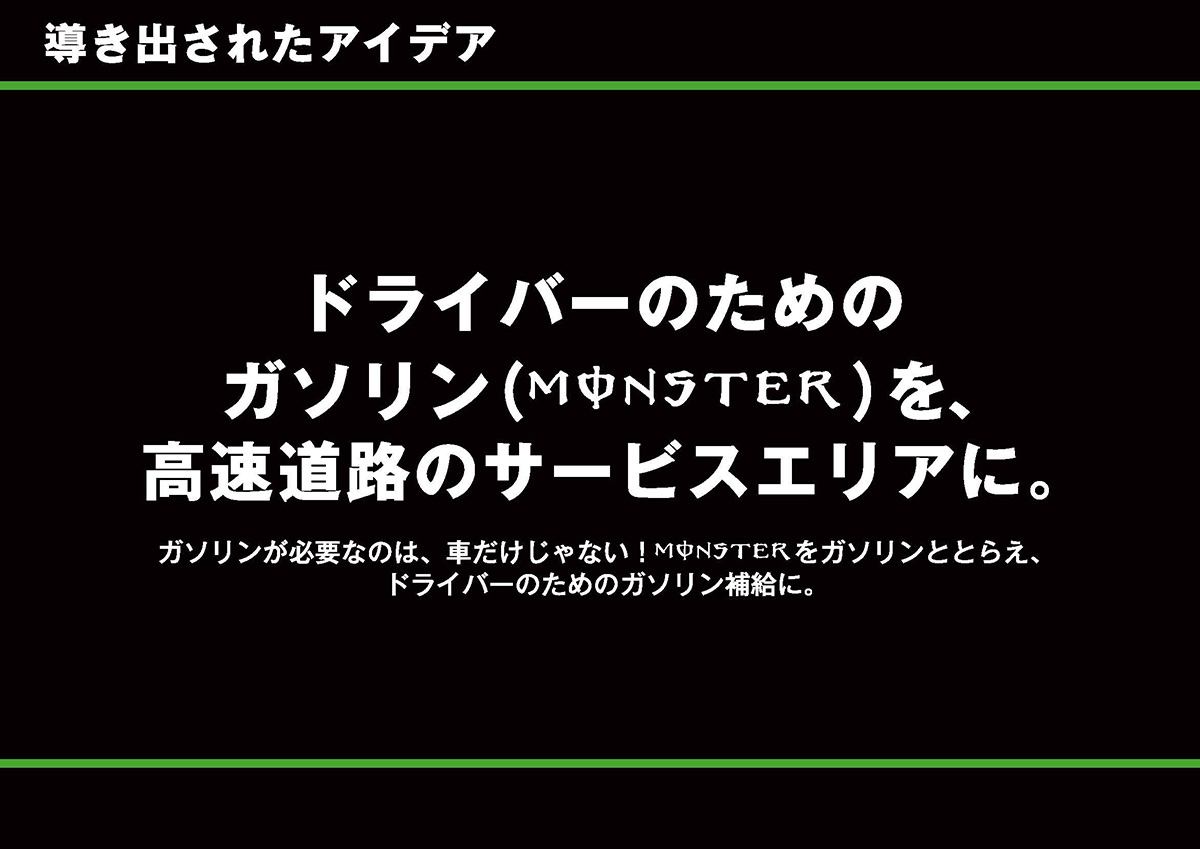 販促コンペ、モンスターエナジージャパン「MSH〜Monster Stand Highway〜」の企画書